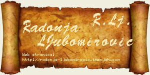 Radonja LJubomirović vizit kartica